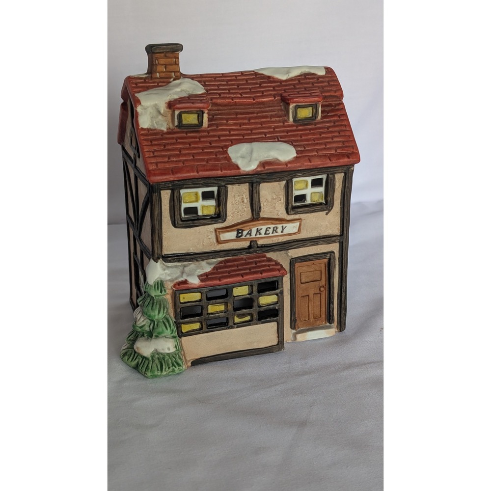Vintage 1990 National Decorations Ceramic Christmas Village Bakery Building